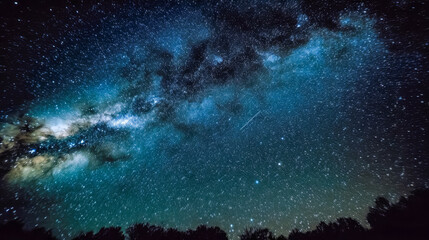Canvas Print - night landscape: exploring the beautiful and colorful milky way galaxy in the background