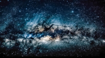 Canvas Print - night landscape: exploring the beautiful and colorful milky way galaxy in the background