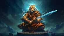 Tiger In The Night, A Warriror Tiger In The Space, Generative Ai