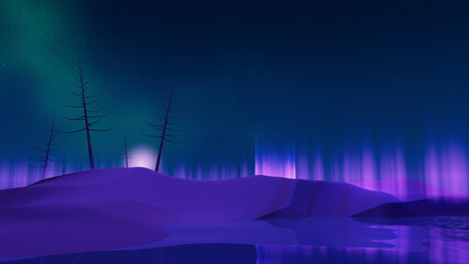 Wall Mural - 3d render surreal dune landscape background with alone tree, abstract fantastic desert dune in seaso
