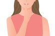 woman with finger on her lips, showing silent gesture; concept of privacy, keeping secret- vector illustration