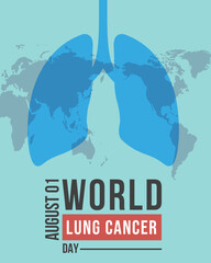 Wall Mural - World Lung Cancer day is observed every year on August 1. it is cancer that starts in the lungs. .vector illustration