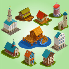 Wall Mural - isometric house icon set building