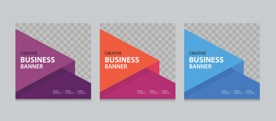 Wall Mural - set of editable square business web banner design template. suitable for social media post, instagra