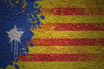 Wall Mural - painted big national flag of catalonia on a massive old cracked wall