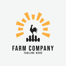 Farm Fence Chicken Logo Line Art Design