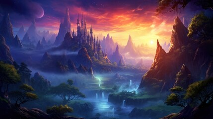 Wall Mural - Mysterious and beautiful scenery with vegetation game art