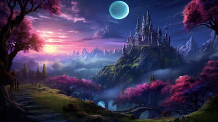 Wall Mural - Mysterious and beautiful scenery with vegetation game art