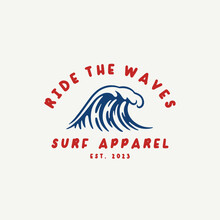 Wave Logo Design Template For Surf Club, Surf Shop, Surf Merch. 