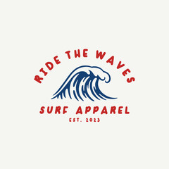 Wave logo design template for surf club, surf shop, surf merch. 