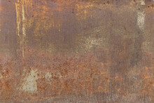 Aged Copper Plate Texture With Color Patina Stains. Old Worn Metal Background. Oxidized Metal. Corrosive Rust On Old Iron.