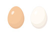 Vector illustration of brown and white eggs on transparent background.
