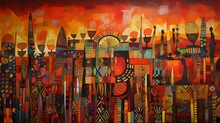 Modern Abstract African Art. Traditional African Painting. Generative AI