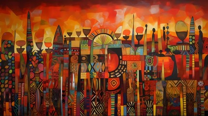 modern abstract african art. traditional african painting. generative ai
