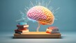 Human brain on top of books