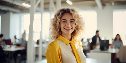 Wall Mural - smiling business woman, office, business woman