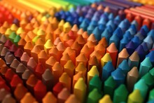 Colorful Crayons In A Wooden Box