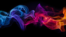 Colorful Smoke On Black Background. Generative Ai