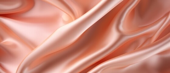 Satin background. Beautiful smooth elegant wavy peach orange satin silk background. generative ai
