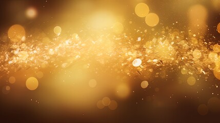 Sticker - Gold glitters background. shimmering blur spot lights Bokeh Shiny gold light background texture.