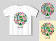 Brazilian icons in the form of a circle. Travel concept with t-shirt mockup