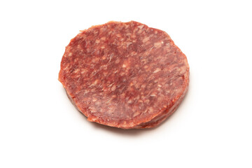 Wall Mural - Raw minced beef isolated on white background.