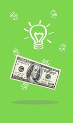 Poster - collage of dollars money and light bulb