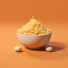 3d illustration of a bowl of ramen noodles