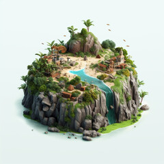 Canvas Print - 3d illustration of the shape of an island