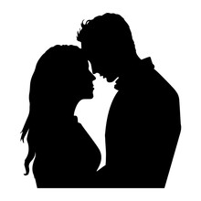 Man And Woman Couple Lovers Silhouette Isolated. Vector Illustration