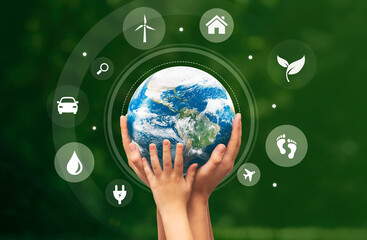 Ecology concept with hands holding earth globe