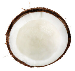 Sticker - Fresh cracked or cut white coconut fruit.