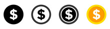 Dollar Coin Vector Icons Set. US Dollar Coin Vector Symbols Collection