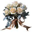 classic wedding bouquet with a timeless arrangement of roses in various colors, including white, cream, blush, and pastel shades