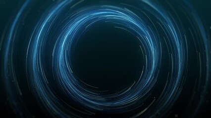 Wall Mural - concentric circles of spinning particles/ 4k animation of abstract spinning particles lights in conc