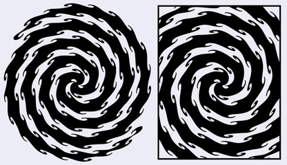 a vector spiral design with wavy and curvy line detailing. evokes a retro vibe for hypnotic or psych