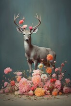 鹿の花のアートイラスト 無料画像 - Public Domain Pictures