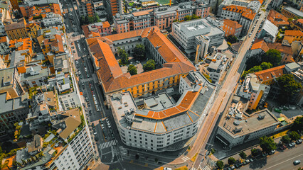 Wall Mural - Milan, Italy. Roofs of the city aerial view.