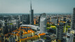 Drone photography Skyscrapers of Milan, Porta Garibaldi, Isola, Porta Nuova