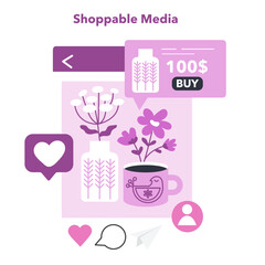 Wall Mural - Social commerce. Business using shoppable social media for digital