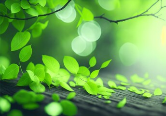 Wall Mural - Green Leaves with a Blurred Glowing Background: Nature's Vibrant Foliage Against a Luminous Backdrop