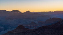 USA, Arizona, Grand Canyon National Park Rock Formations At Sunset
