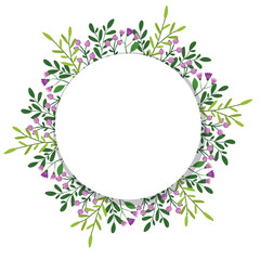 Wall Mural - Cute hand drawn round frame with floral elements