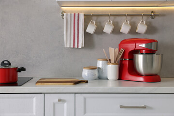 Poster - Set of different utensils on countertop in kitchen