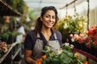 © Adriana - Smiling attractive hispanic female Small business owner in her florist shop.
