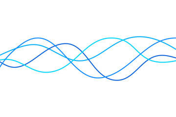 Wall Mural - Abstract Blue Wave Line Flow Curve Wavy Element Vector Sound Audio Volume Striped Graphic Decoration Presentation Templates Motion Movement Business Editable Stroke