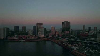 Aufkleber - 都市の夕景　空撮