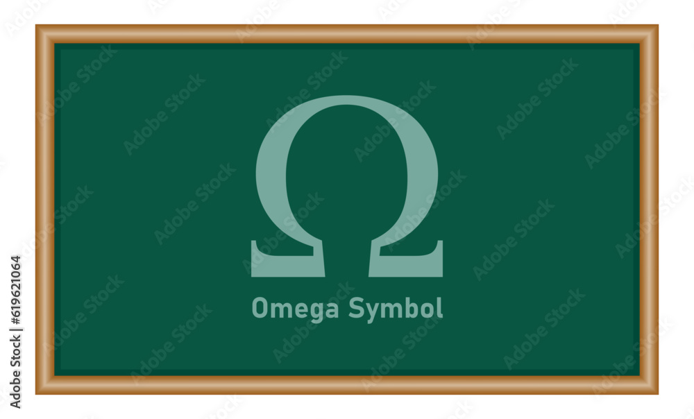 Omega symbol icon. Ohm icon. greek alphabet letter. Vector illustration isolated on chalkboard.