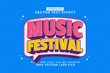 Editable text effect Music Festival 3d Cartoon template style premium vector