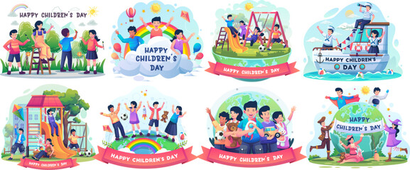 Wall Mural - Illustration Set of Children's day. Flat style vector illustration